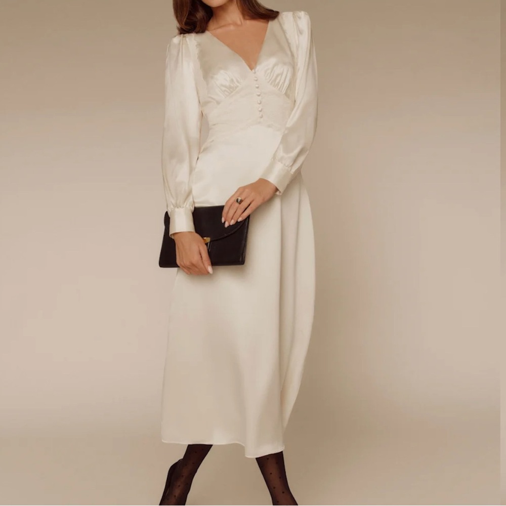 Reformation Morganna Dress Ivory - Size 8 NWT
